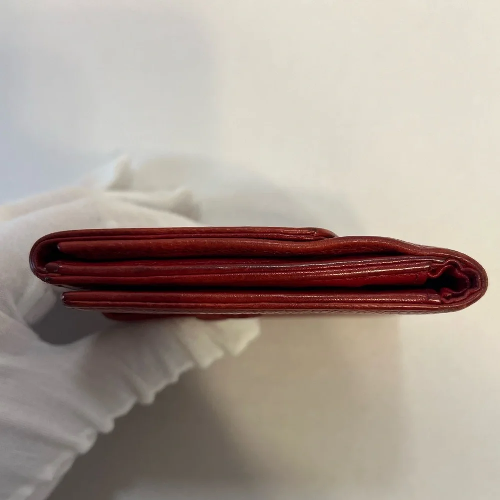 Authentic CHANEL Red Caviar Leather‎ Compact Wallet